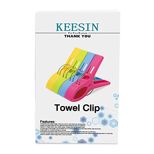 KEESIN Clips de Toalla de Playa Duraderos Color de Moda Clavijas de Toalla de Plástico de Gran Tamaño Clips de colcha para Hamacas o Piscina, Paquete de 8 (rosa rojo)