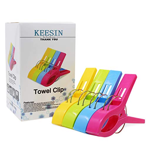 KEESIN Clips de Toalla de Playa Duraderos Color de Moda Clavijas de Toalla de Plástico de Gran Tamaño Clips de colcha para Hamacas o Piscina, Paquete de 8 (rosa rojo)