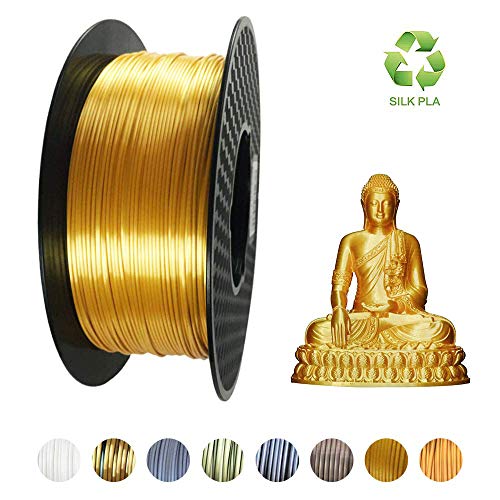 KEHUASHINA Filamento PLA Silk seda de 1.75 mm para impresora 3D - 1kg de bobina - Accesorio de impresora 3D. Material de impresión 3D (Oro)