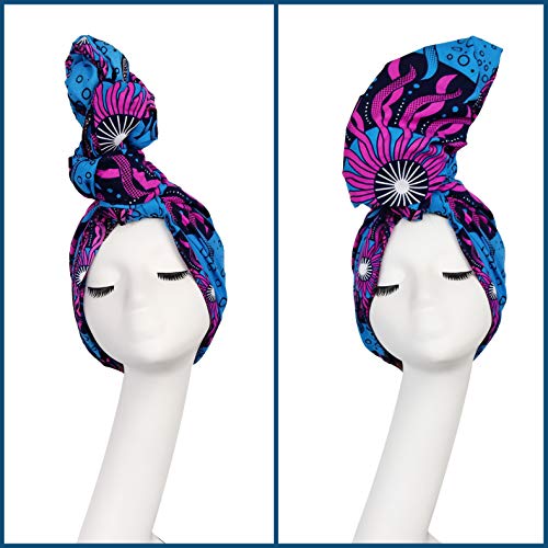 KELAND mujeres africanas impresión cabeza envuelto headscarf headwear bufanda corbata accesorios para el pelo