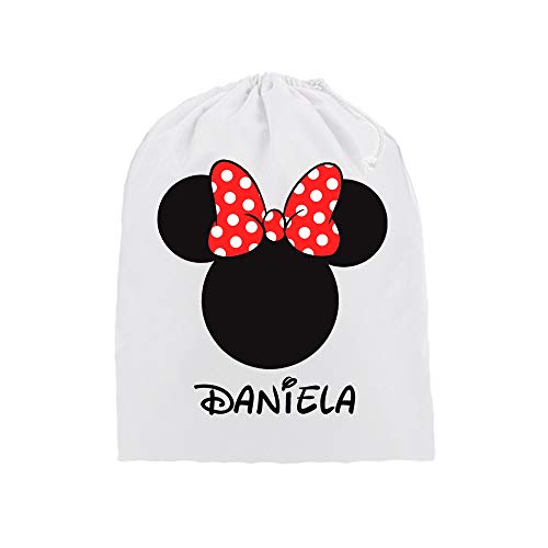 Kembilove Bolsas Infantiles Personalizadas – Bolsa Merienda Personalizado con el Nombre del Niño o Niña – Bolsa Almuerzo Vuelta al Cole – Bolsa guardería (Minnie