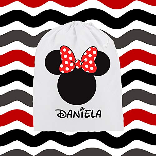 Kembilove Bolsas Infantiles Personalizadas – Bolsa Merienda Personalizado con el Nombre del Niño o Niña – Bolsa Almuerzo Vuelta al Cole – Bolsa guardería (Minnie