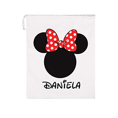 Kembilove Bolsas Infantiles Personalizadas – Bolsa Merienda Personalizado con el Nombre del Niño o Niña – Bolsa Almuerzo Vuelta al Cole – Bolsa guardería (Minnie