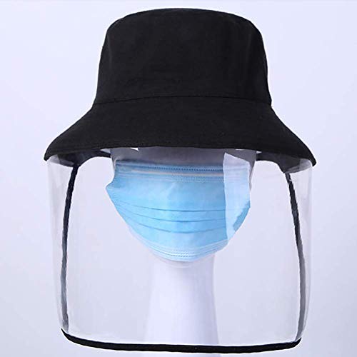 Kemier Máscara de Seguridad Escudo Anti-Niebla Salpicaduras de Polvo Sombrero de Pescador Desmontable para Exteriores,Máscara de Visera,Sombreros de Sol Ajustables para Aislamiento de Gérmenes