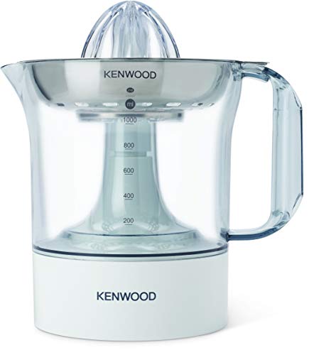 Kenwood JE290 - Exprimidor eléctrico, potencia 40 W, capacidad 1 L, rotación en 2 sentidos, filtro de acero inoxidable apto para lavavajillas, blanco