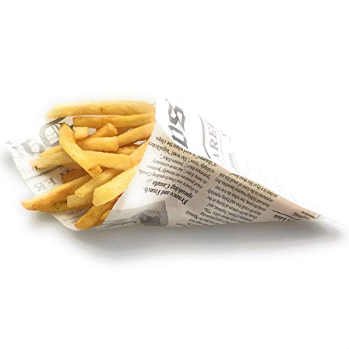 Kerafactum® – 50 bolsas de patatas para patatas fritas y patatas fritas adecuadas para fish y patatas fritas francesas, diseño de Daily News, bolsa para periódicos, tamaño 25 x 18 cm