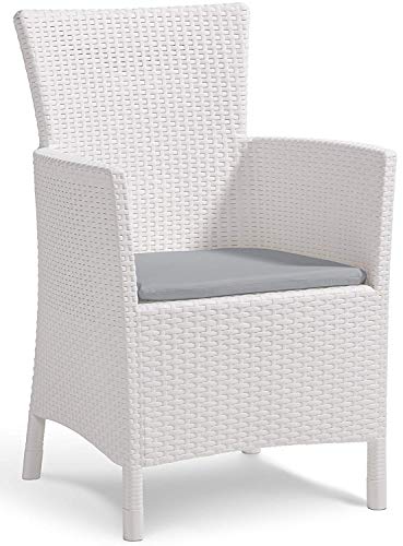 Keter Iowa Sillón de exterior e interior con cojín incluido, Blanco