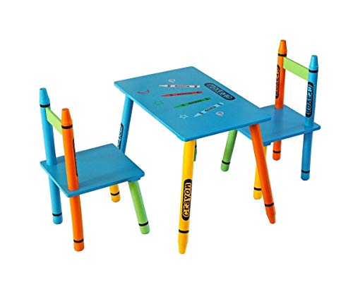 Kiddi Style Mesa y Sillas Infantiles - Madera - Par Ninos -Diseño de ceras de colores