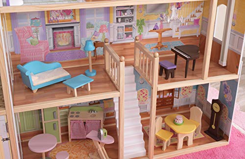 KidKraft 65252 Majestic Mansion - Casa de Muñecas de Madera con Muebles y Accesorios Incluidos, 4 Pisos, para Muñecas de 30 cm, Multicolor