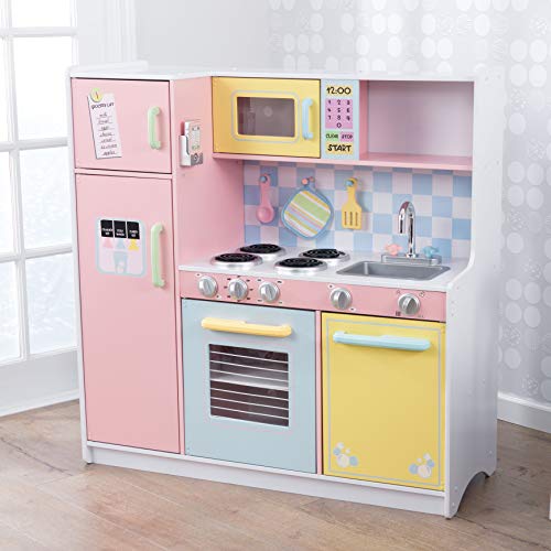 KidKraft- Cocina de juguete de madera, para niños, con accesorios para juegos de dramatización incluidos , Color Pastel (53181)