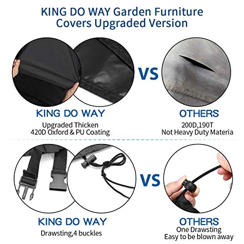 king do way Funda para Muebles de Jardín Exterior 200X165X80CM, Conjuntos de Muebles Cubierta Impermeable, Poliéster 600D, para Sofa de Jardin, al Aire Libre, Patio, Plazas Funda para Sofa de Esquina