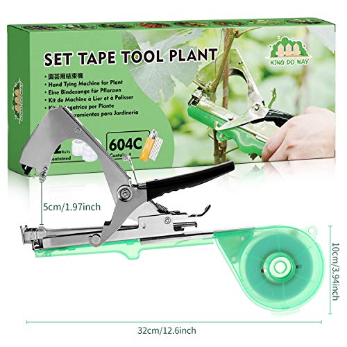 KING DO WAY Planta Mano Atar La Máquina Jardín Tape Tool, Atadora Agricola Cinta Máquina Carpeta de Acero Inoxidable para la Encuadernación de Ramas para Planta Flores Frutas Verduras Vine