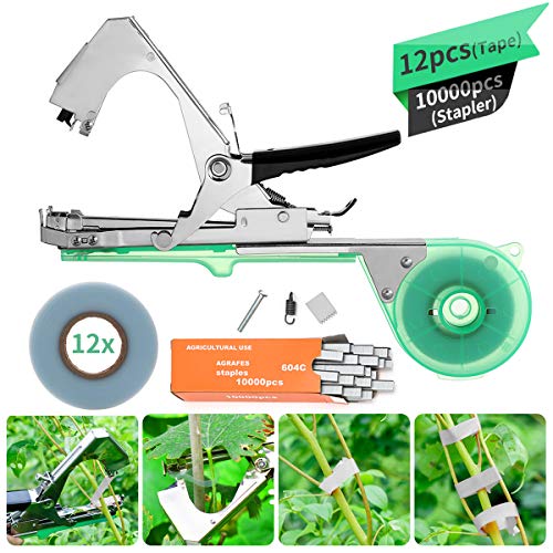 KING DO WAY Planta Mano Atar La Máquina Jardín Tape Tool, Atadora Agricola Cinta Máquina Carpeta de Acero Inoxidable para la Encuadernación de Ramas para Planta Flores Frutas Verduras Vine