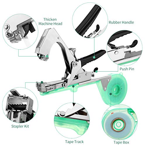 KING DO WAY Planta Mano Atar La Máquina Jardín Tape Tool, Atadora Agricola Cinta Máquina Carpeta de Acero Inoxidable para la Encuadernación de Ramas para Planta Flores Frutas Verduras Vine