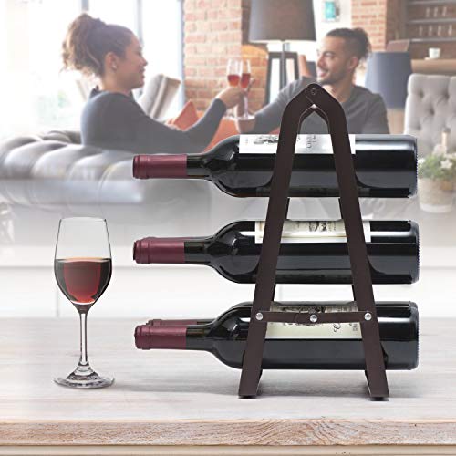 Kingrack estante de vino de cobre metálico para seis botellas, Estante portabotellas de vino plegables, Listo ensamblado wkuk130915