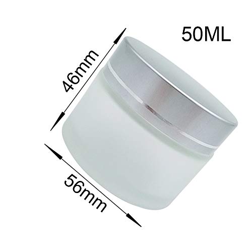 KingYH 2 Pieza 50ml Tarro Cosmetica Vacía de Vidrio Esmerilado Tarro con Tapa Interior Vacía Crema Rellenables Botella de Pot Recipiente para Salve Crema Facial Loción Aromaterapia