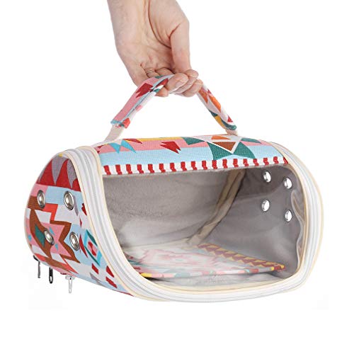 KINTOR Bolsa transportadora para hámster, portátil, portátil, transpirable, para conejillo de indias, erizo, ardilla, ratones, ratones, planeador de azúcar, hurón, loros pequeños (rosa étnico)