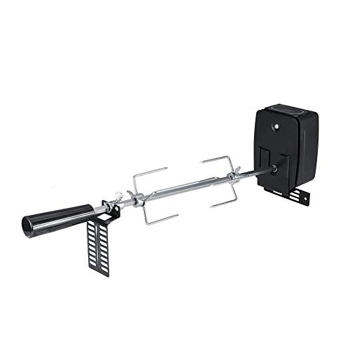 Kit de Asador de Barbacoa con BBQ Motor Eléctrico Asador Giratorio Automático Pincho Asador Accesorios para Cerdo/Cabra/Pollo Tenedor de Acero Inoxidable para Picnic, Camping, Mejor Regalo