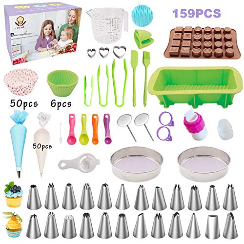 Kit de decoración de tartas, 159 piezas de decoración de cupcakes para principiantes y principiantes de galletas, suministros para decoración de tartas y herramientas, 24 puntas rusas