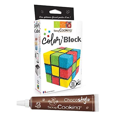 Kit Pastel Cubo de colores + Tubo de chocolate para decorar