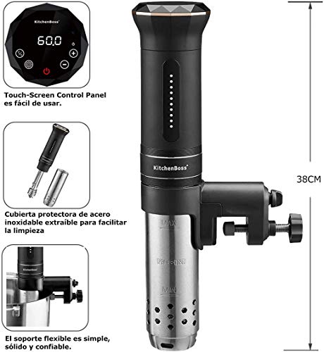 KitchenBoss Sous Vide Aparato de Cocina Precisión 1100W Inmersión a Prueba de Agua IPX7 Circuladores Control de Temperatura de Precisión Incluido 10 Bolsas envasado al vacío