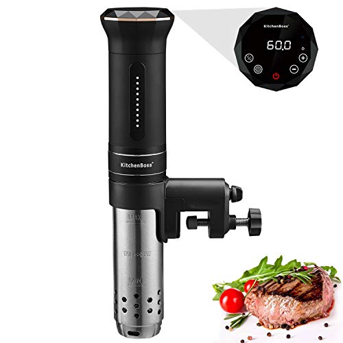 KitchenBoss Sous Vide Aparato de Cocina Precisión 1100W Inmersión a Prueba de Agua IPX7 Circuladores Control de Temperatura de Precisión Incluido 10 Bolsas envasado al vacío