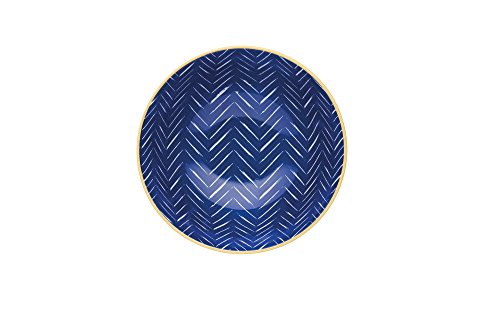 Kitchencraft Footed zig-zag/spotty-patterned cuencos, 15,5 cm (6 ") (Set de 4), cerámica, azul/verde, 15,5 x 15,5 x 7,5 cm