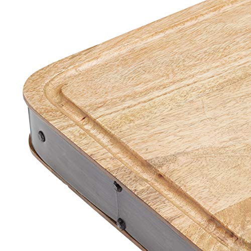 Kitchencraft Industrial cocina hecha a mano de madera de carnicero bloque tabla de cortar, madera, beige/gris, 48 x 32 x 5.2 cm