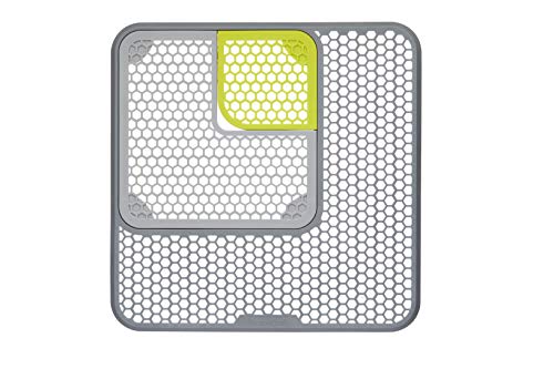 KitchenCraft - Juego de 3 alfombrillas protectoras ajustables para fregadero, 30 x 30 cm, color gris y verde