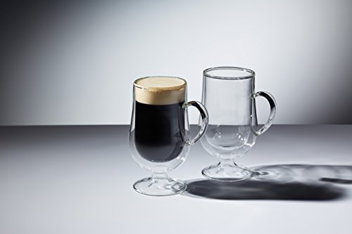 Kitchencraft Le 'Xpress – Vasos térmicos con doble pared espresso, 275 ml (Set de 2), vidrio, transparente, 7 x 7 x 14.5 cm