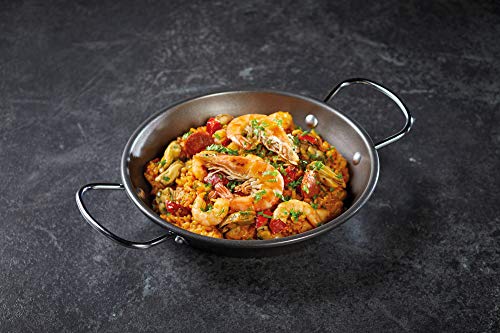 Kitchencraft World of Flavours Paella de acero al carbono antiadherente cacerola, negro, 22 cm