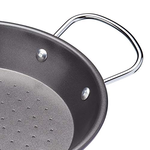 Kitchencraft World of Flavours Paella de acero al carbono antiadherente cacerola, negro, 22 cm