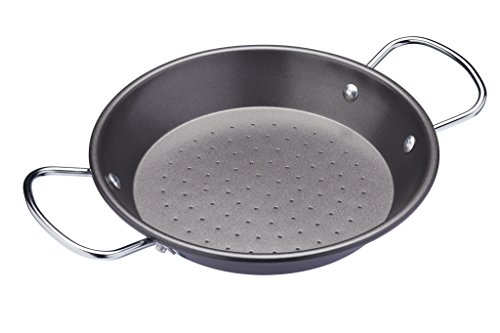 Kitchencraft World of Flavours Paella de acero al carbono antiadherente cacerola, negro, 22 cm