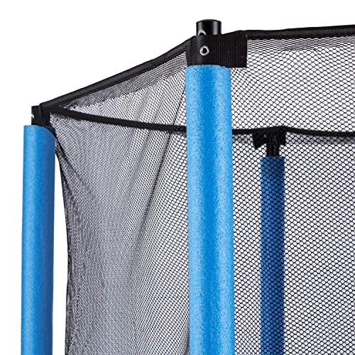 Klarfit Rocketkid Blue Edition - Cama eslástica, Cama elástica Infantil, A Partir de 3 años, 140 cm, Red de Seguridad, Suspensión de Cuerda elástica, Carga máx. 50 kg, Borde Acolchado, Azul