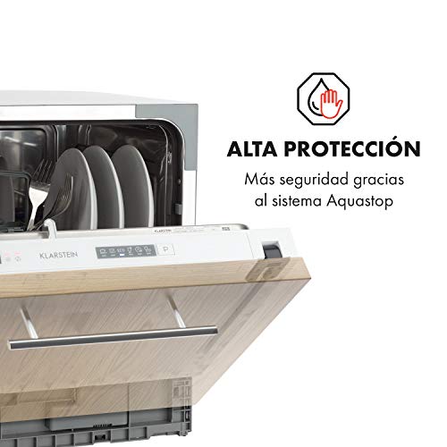 Klarstein Amazonia 6 Secret lavavajillas para montar - Máquina lavaplatos, Solo 174 kWh/Jahr, 6 Programas, Pantalla LED, Aquastop, Perfecto para cocinas pequeñas, Cesto para cubertería, Blanco