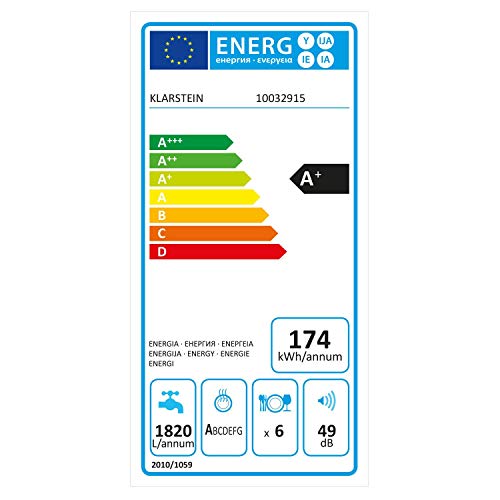 Klarstein Amazonia 6 Secret lavavajillas para montar - Máquina lavaplatos, Solo 174 kWh/Jahr, 6 Programas, Pantalla LED, Aquastop, Perfecto para cocinas pequeñas, Cesto para cubertería, Blanco