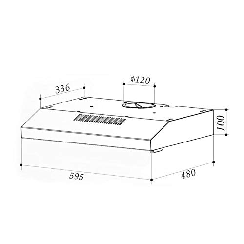 Klarstein Contempo Neo Extractor - Campana extractora de humos, Ventilación y absorción, 60 cm, 175 m³/h, Tecnología SenseControl con control táctil, Para el techo o debajo de un armario