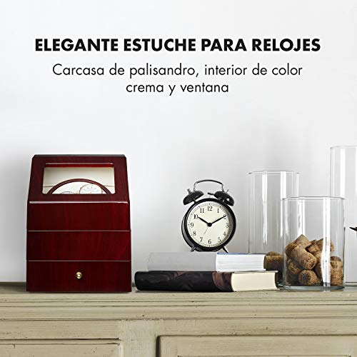 Klarstein Geneva - Estuche de Relojes, Caja para Relojes, para 2 Relojes automáticos, 4 Modos, Rotación hacia la Derecha o Izquierda, Cajón para Relojes, En Madera