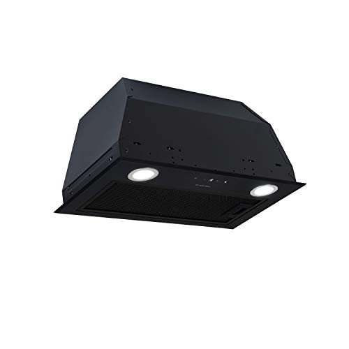 Klarstein Paolo 52 campana extractora - clase A, 52,5 cm de ancho, extracción de 600m³/h, 200 W, filtro de grasa de aluminio, iluminación LED, control táctil, acero inoxidable, ventilación, negro