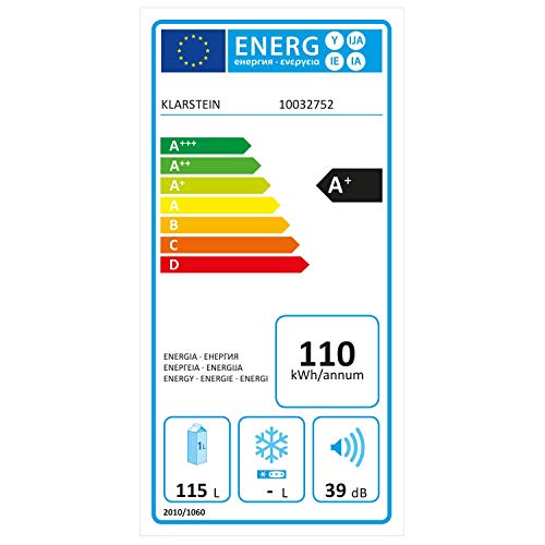 KLARSTEIN Poplife Nevera de Bebidas - A+ 115 litros, 0-10°C, Puerta con Doble acristalado, Iluminación LED, Solo 39 dB, Nevera Retro, Mininevera, Azul [Eficiencia Energética Clase A+]