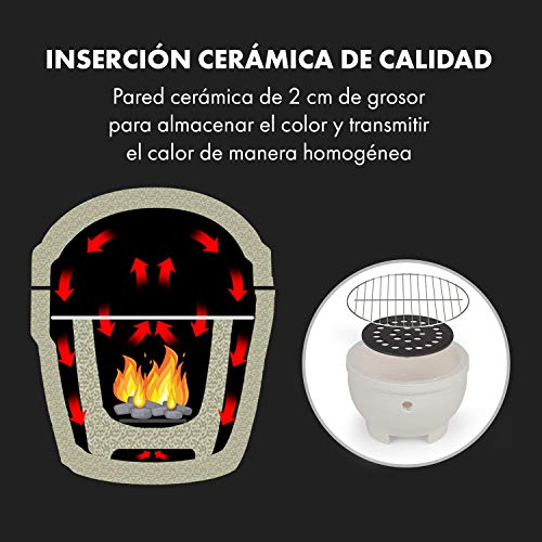 KLARSTEIN Princesize Pro Kamado – Barbacoa de cerámica y ahumador, 13" Pulgadas de diámetro (33 cm), Parrilla de Acero Inoxidable, para Asar, cocinar a Fuego Lento, ahumar u Hornear, Rojo