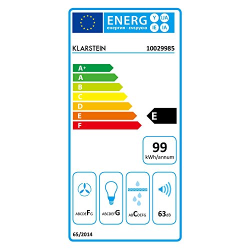 KLARSTEIN Timea campana extractora (capacidad extractora de 416m³/h, 60 cm, acero inoxidable, montaje en pared, 3 potencias, filtro aluminio apto lavavajillas, bajo nivel de ruido)