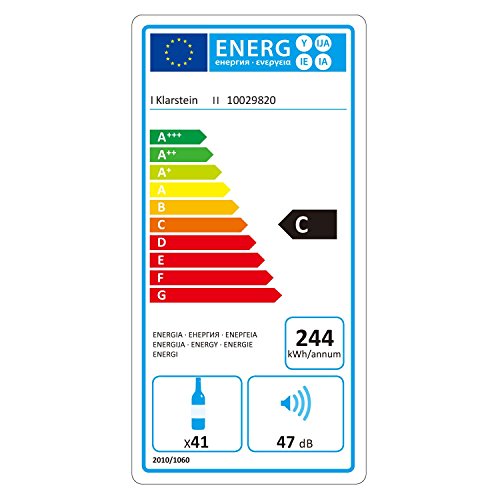 KLARSTEIN Vinsider 35D - Nevera para vinos, Nevera para Bebidas, 128 L, 41 Botellas, 6 Baldas, 2 Zonas, Empotrable, Puerta de Acero Inoxidable, Pantalla LCD, Luz Interior LED, Negro-Plata