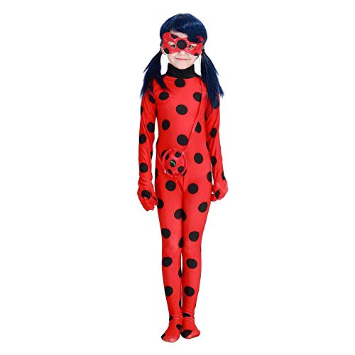 KLCH Ladybug Cosplay Disfraces Fiesta de Carnaval Navidad Christmas Halloween, Mono de Mariquita para niños (S(5-6 años))