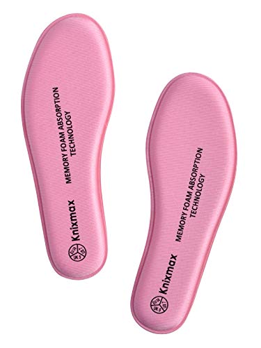 Knixmax Plantillas Memory Foam para Zapatos de Mujer y Hombre, Plantillas Confort Amortiguadoras Cómodas y Flexibles para Trabajo, Deportes, Caminar, Senderismo, EU38 (UK 05) Rosa