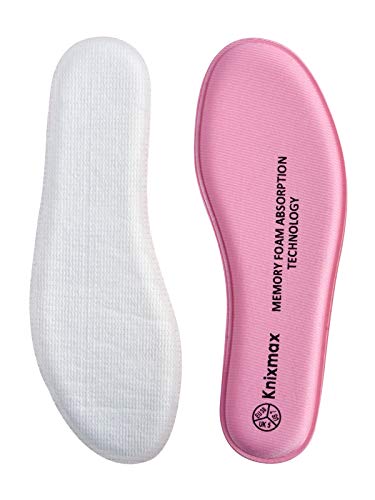 Knixmax Plantillas Memory Foam para Zapatos de Mujer y Hombre, Plantillas Confort Amortiguadoras Cómodas y Flexibles para Trabajo, Deportes, Caminar, Senderismo, EU38 (UK 05) Rosa