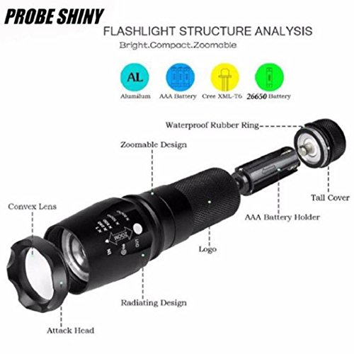 Koly Linterna táctica Policía zoomable X800 XML T6 LED + 18650 + cargador + Caso