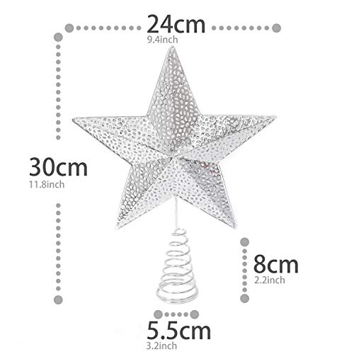 KPCB Estrella de Navidad Color Plata de 24 cm con luz led para decoración