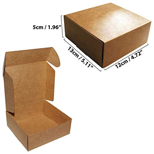 Kraft Cajas de Regalo (Pack de 20) - 13x12x5cm Marrón Kraft Papel Cajas de Regalo Autoensamblables para Presentación Regalo, Fiestas, Bodas, Galletas y Joyas