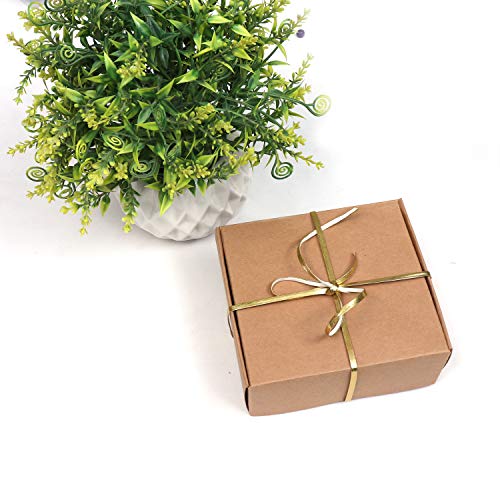 Kraft Cajas de Regalo (Pack de 20) - 13x12x5cm Marrón Kraft Papel Cajas de Regalo Autoensamblables para Presentación Regalo, Fiestas, Bodas, Galletas y Joyas